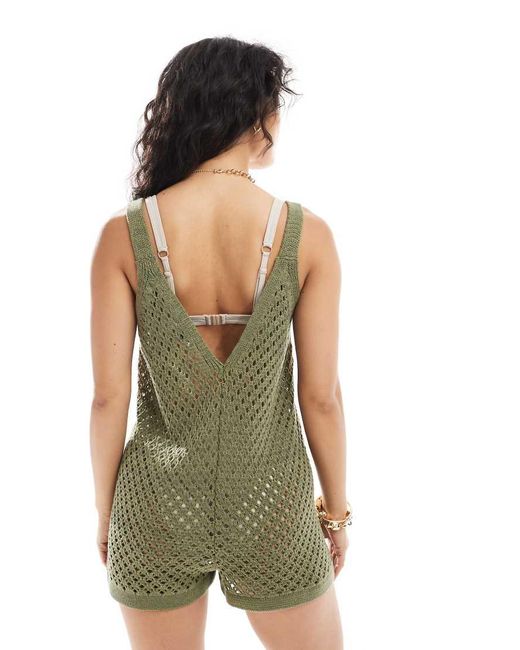 Miss Selfridge Gebreide Strand Playsuit in het Green