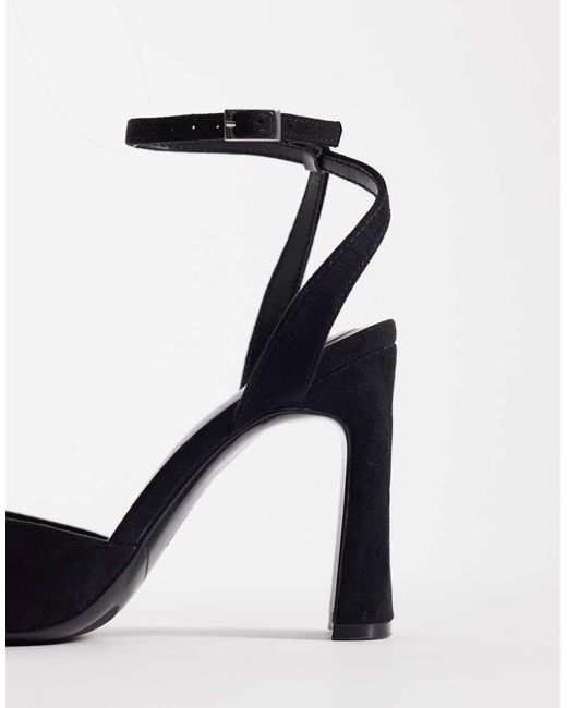 ASOS White Wide Fit Nightcap Cross Strap Detail Barely There Block Heel Sandals