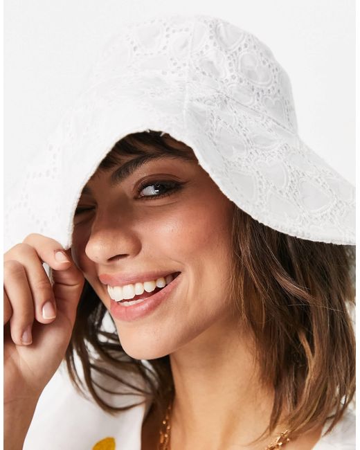 ASOS White Broderie Fisherman Bucket Hat