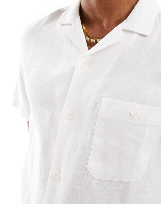 Camisa blanca holgada con cuello ASOS de hombre de color White