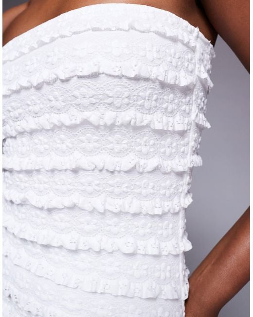 Princess Polly White Ayver Ruffle Detail Bandeau Romper Playsuit