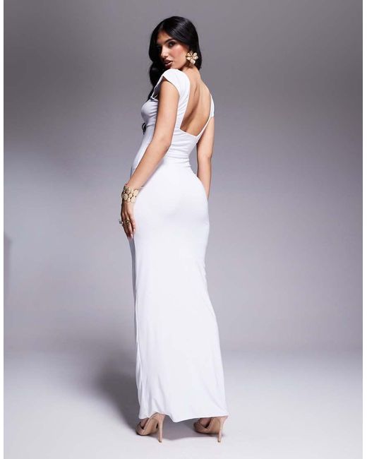 Fashionkilla Purple Double Sculpted Slinky Sweetheart Neckline Open Back Bodycon Maxi Dress