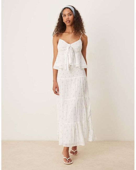 Gina Tricot Natural Frill Tie Front Bow Blouse Top
