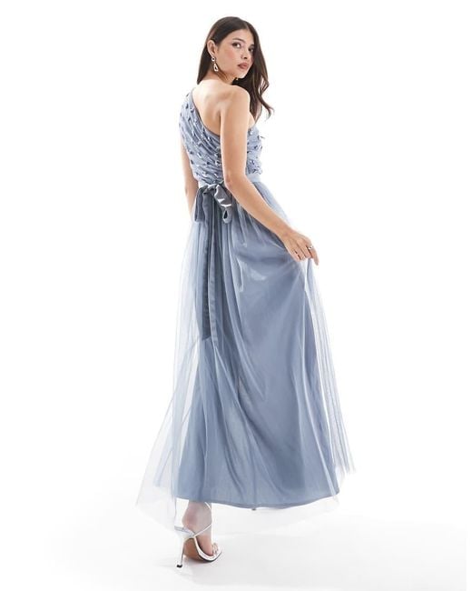 Maya Blue Embellished One Shoulder Bridesmaid Maxi Dress