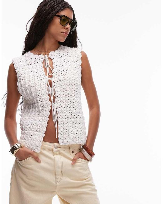 TOPSHOP Multicolor Knitted Premium Hand Knit Tie Vest