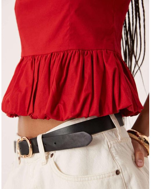 Abercrombie & Fitch Red Bubble Hem Top