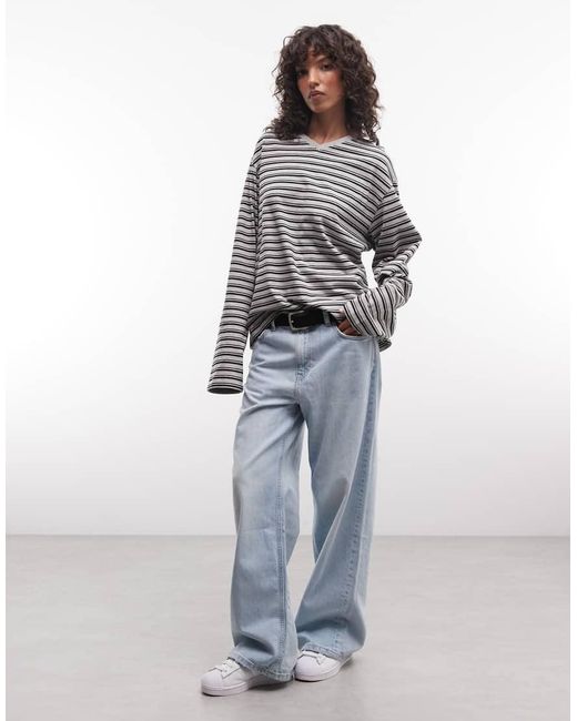 Weekday White Boxy Fit Long Sleeve T-shirt With V Neck