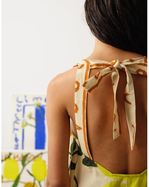 TOPSHOP Blue Tie Back A Line Mini Dress