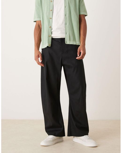 ASOS – elegante leinenhose in Black für Herren