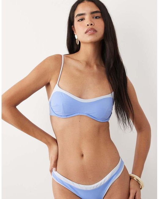 Tala Blue Contrast Underwired Bikini Top
