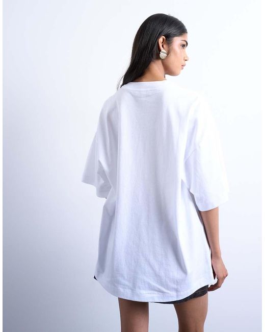 TOPSHOP White Oversized Drop Shoulder Tee