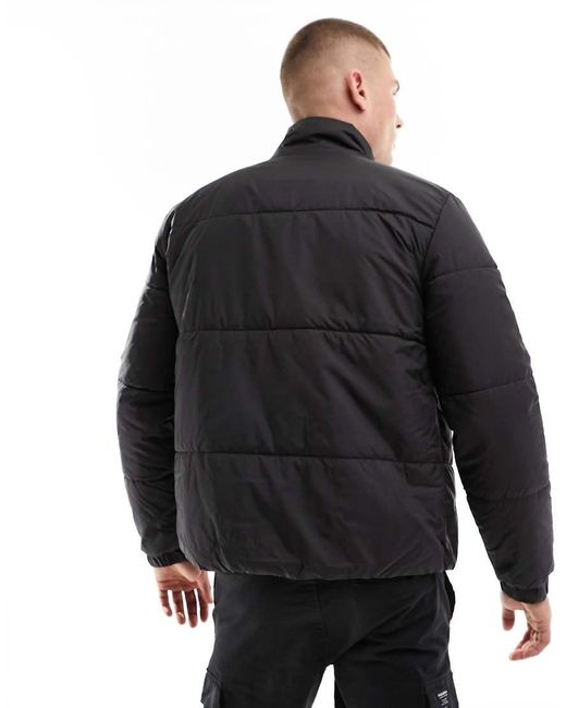 Only & Sons Black Funnel Neck Puffer Jacket for men