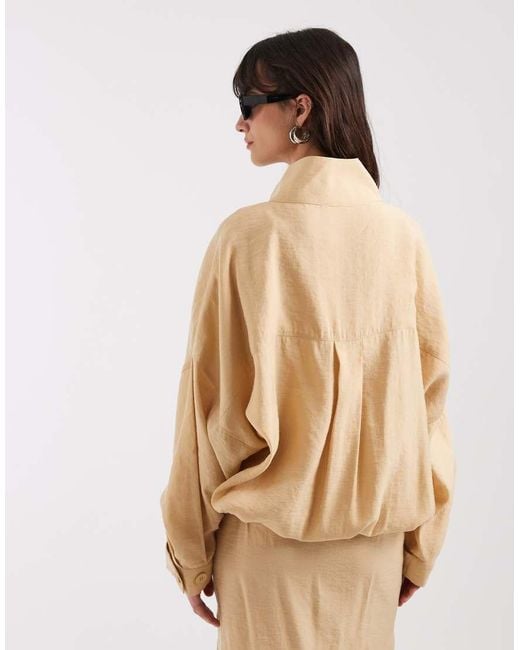 ASOS Natural Modal Blend Utility Funnel Neck Bubble Shacket