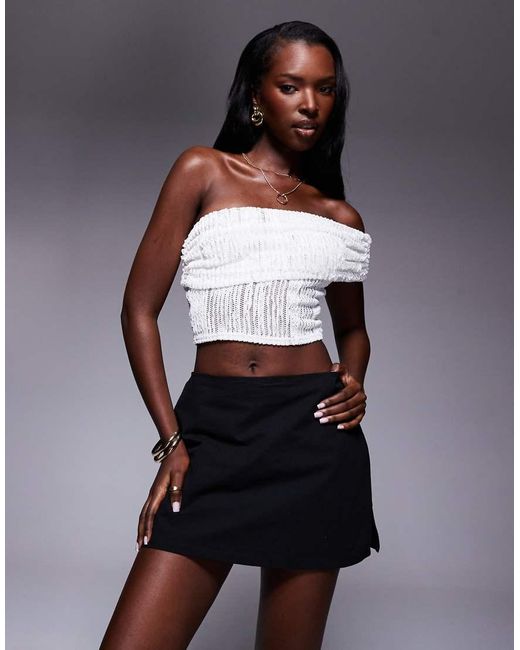 Princess Polly Black Gigi Cotton Side Slit Skort