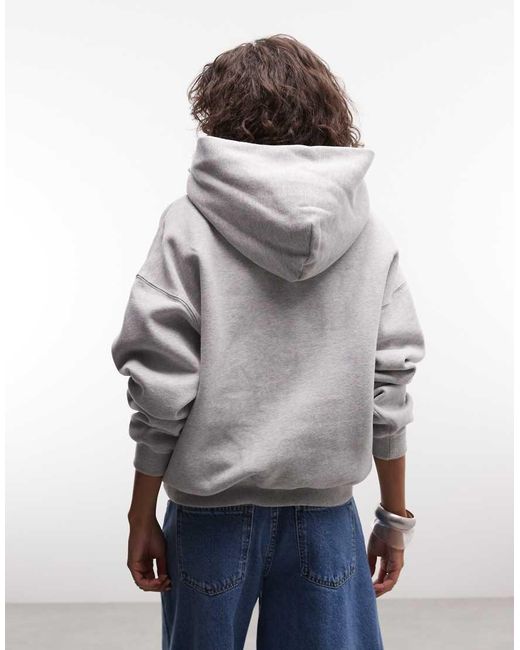 Nike Gray Studio Fleece Mid-weight Varsity Graphic Oversized Hoodie
