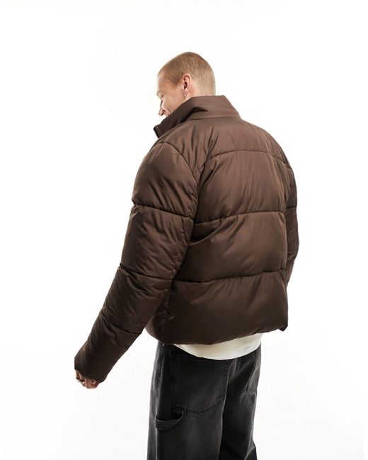 ASOS Puffer Jacket in Brown for Men Lyst
