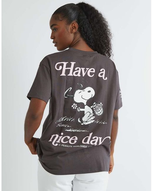 Skinnydip London Gray London Snoopy Have A Nice Day T-Shirt