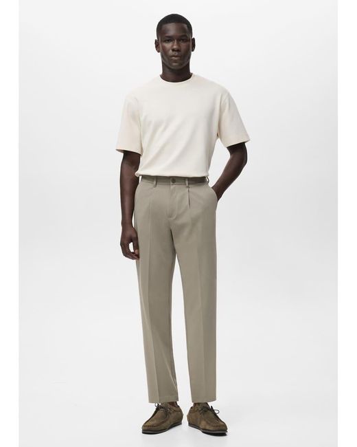 Mango Natural Pleat Front Tailored Straight Trouser for men