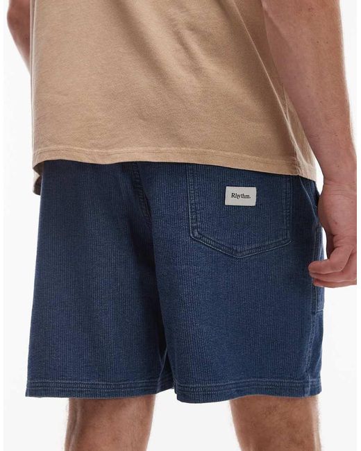 Rhythm Blue Textured Relaxed Shorts for men