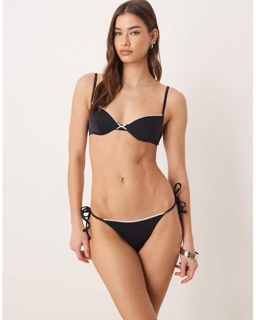 Free Society Natural Underwire Bikini Top With Contrast Picot Trim