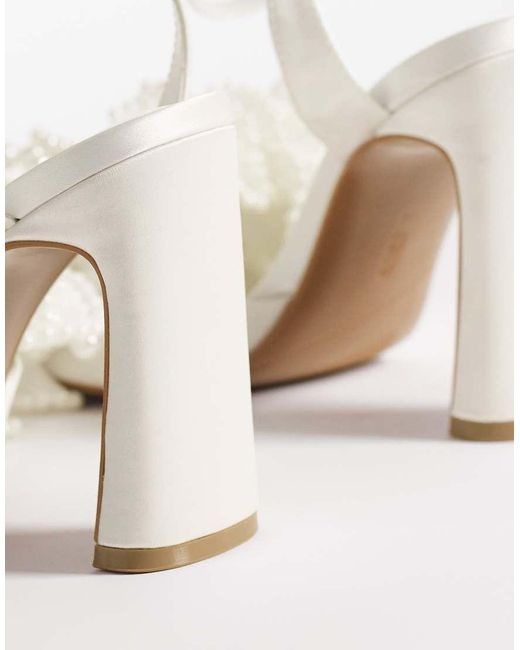 ASOS White Nearlywed Ruffle Pearl Trim Detail High Heeled Sandals