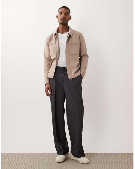 ASOS Natural Shacket With Chest Pockets for men
