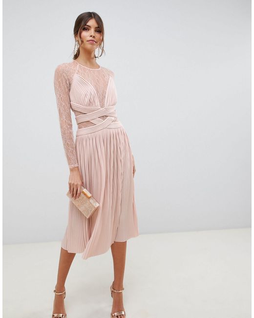 asos pink lace dress