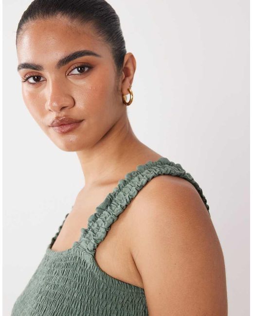 Mama.licious Green Mamalicious Maternity Shirred Bust Detail Midi Dress