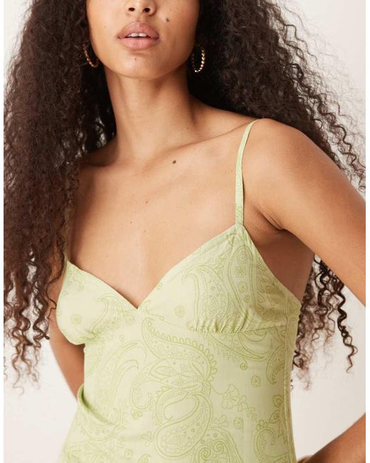 Motel Green Sastra Paisley Print Cami Midi Dress