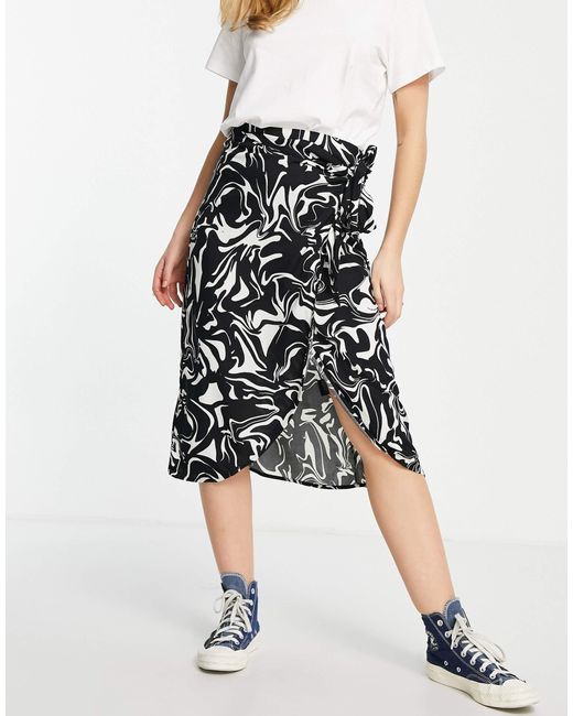 Monki Black Tie Side Beach Skirt