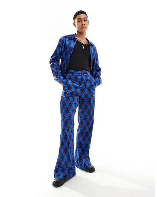ASOS Blue Smart Co-ord Vintage Flared Trousers for men