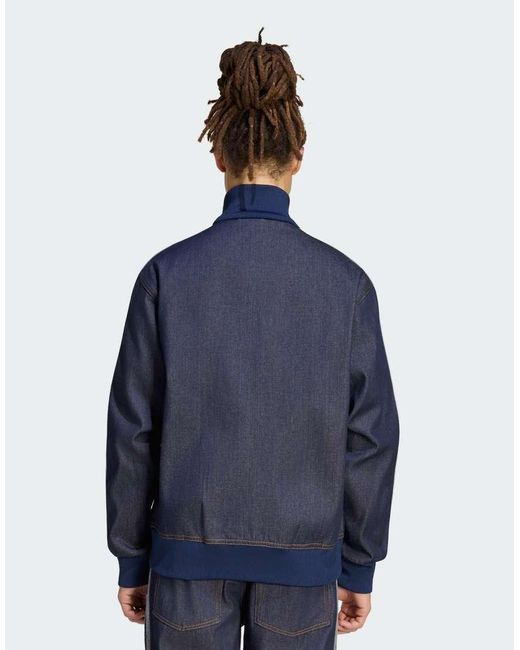 Adidas Originals Blue Firebird Adicolor Raw Denim Track Top for men