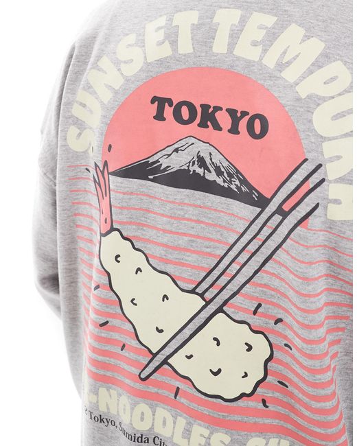 Only & Sons White Oversized Sweat With Tempura Back Print for men