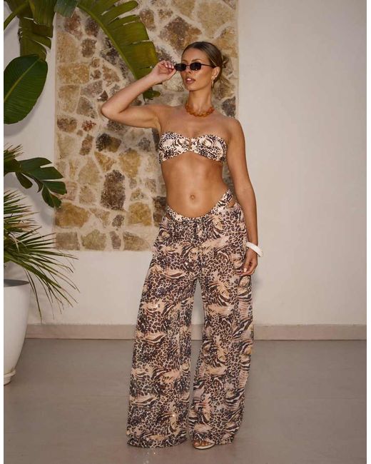 South Beach Brown X Sasha Corte-t Wide Leg Sequin Beach Pants
