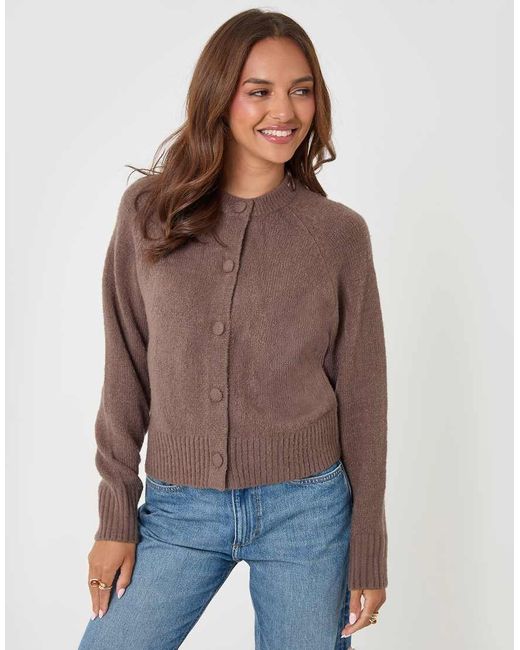 Threadbare Brown Relaxed Fit Knitted Cardigan