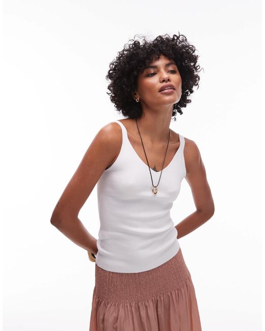 Mango White Knitted Thin Strap Vest