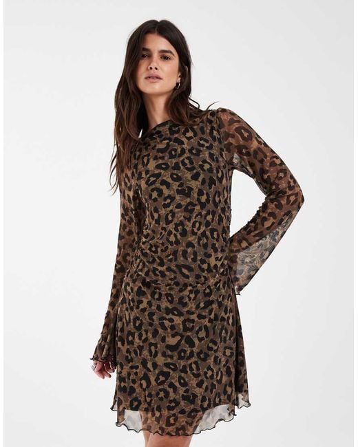JJXX Brown Wide Sleeve Mini Dress