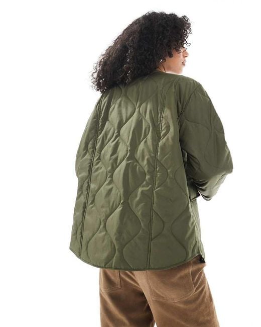 Vero Moda Green Onion Quilted Short Jacket With Pockets