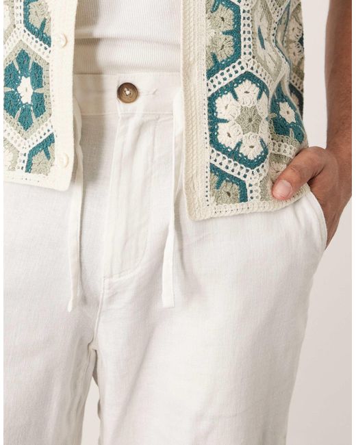 Brody - pantalon ample en lin SELECTED pour homme en coloris White