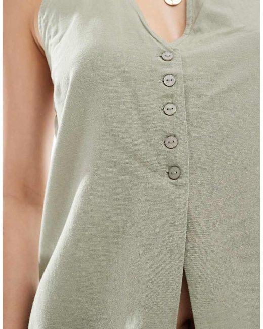 Vero Moda Natural Halter Neck Waistcoat Co-ord