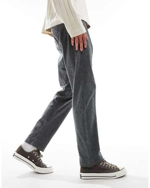 Jack & Jones Gray Tapered Fit Smart Trouser With Drawstring Waist for men