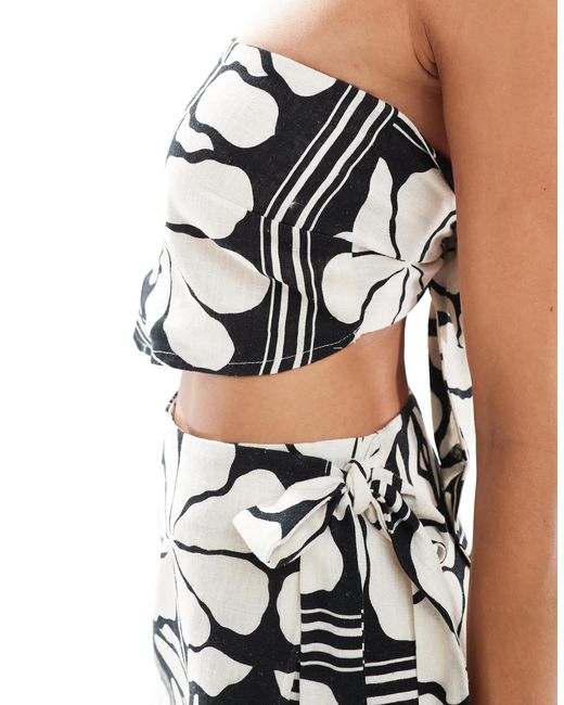 4th & Reckless Multicolor Linen Blend Beach Bandeau Tie Back Scarf Top Co-ord