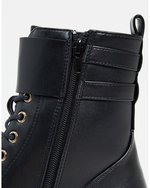 asos design adele hardwear lace up boots in black