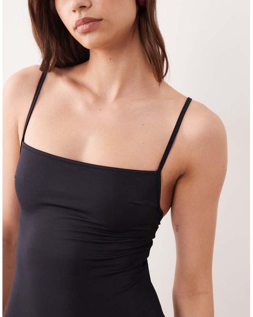 ARKET Black Square Neck Swimsuit