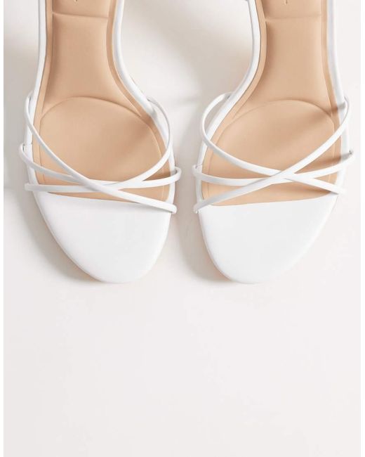 SEQWL Wide Fit White Lolly Heeled Sandal