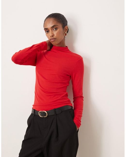 Mango Red – hochgeschlossenes, langärmliges shirt