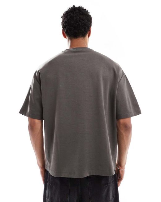 T-Shirt Squadrata di Pull&Bear in Gray da Uomo