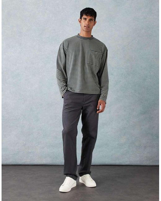 ASOS Gray Heavyweight Boxy Oversized Long Sleeve T-shirt With Pocket Detail for men