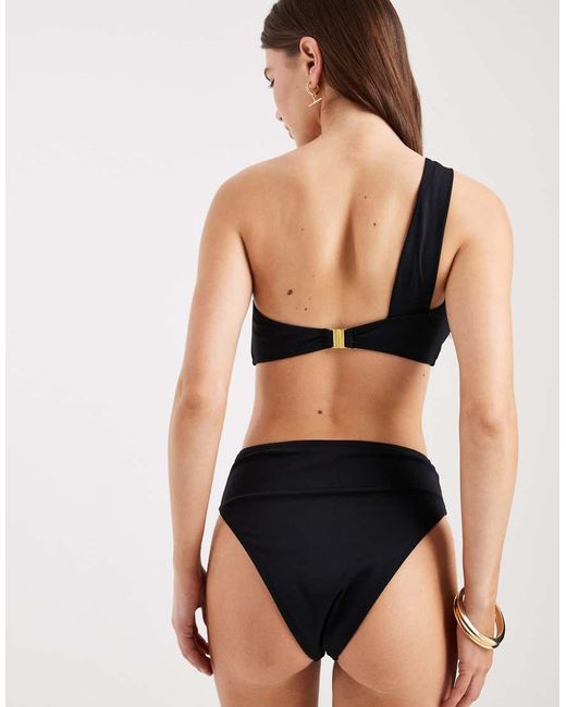 4th & Reckless Black Crinkle High Leg Bikini Bottom Co-ord
