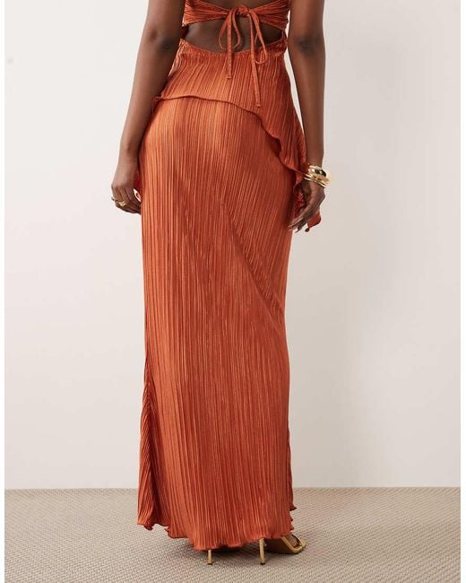 ASOS Orange Co-Ord Plisse Maxi Skirt